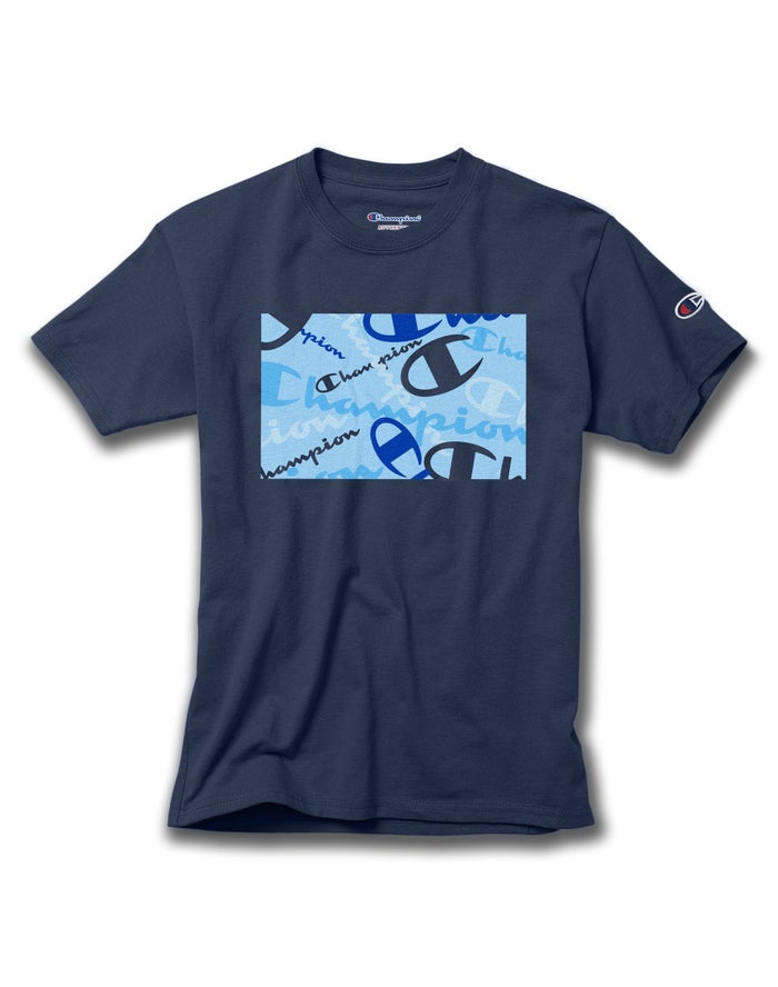 Champion T-Shirt Meisjes - Donkerblauw - Cotton Scattered Logos ( 483276-QVB )